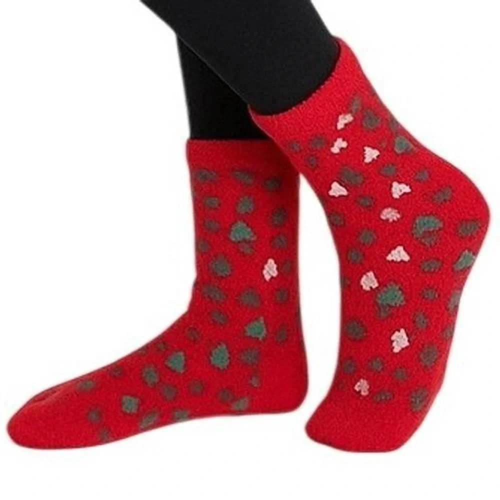 Christmas Tree‎ Socks Holiday Red Metallic Patterned Festive Stocking Stuffer